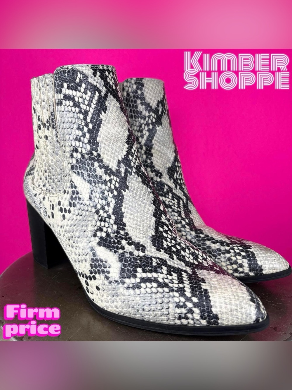 Steve Madden Jain Snake Print Pointed Toe Heeled Chelsea Boot US 9 UK 7